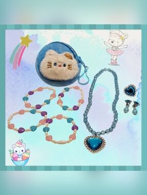 Girl's Blue Heart Jewelry Bundle